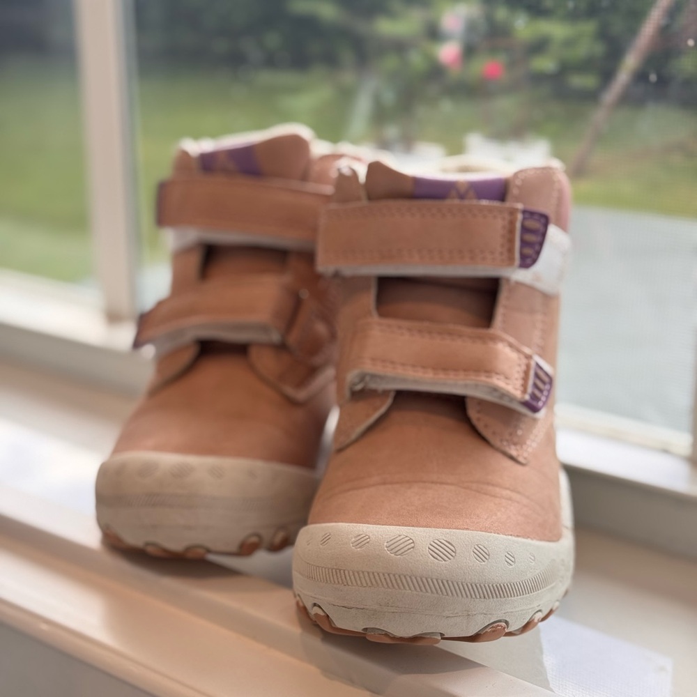 Mishansha Kids Beige and Purple Snow Boots